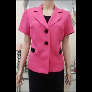 Studio I Pink Blazer with Black Accents  - Size 16 Petite